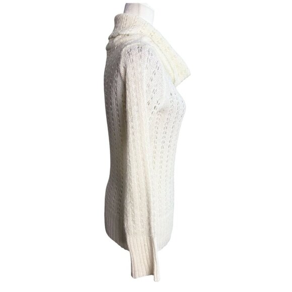 Cuesta Blanca Open Knit Turtleneck Sweater Off White Cream Ivory Women's 40IT Sm - Picture 6 of 7